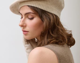 Mongolian Beige Cashmere Beret Hat - Etsy