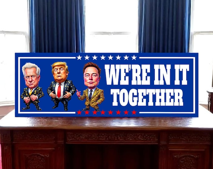 Donald Trump Elon Musk Jeffrey Epstein Car Magnet or Bumper Sticker, Anti MAGA Trump, Progressive Liberal Feminist, Political Leftist Decal