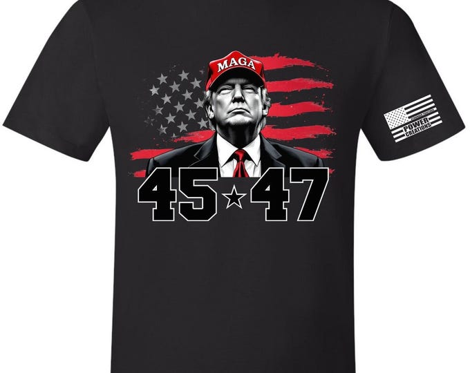 Trump 45 47 Making America Great Again Short Sleeve T-Shirt Free Bumper Sticker