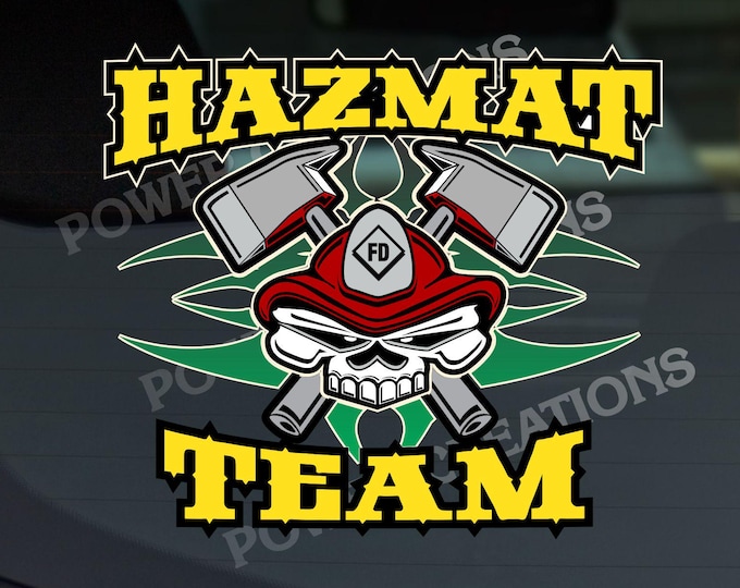 Firefighter Stickers - Digital Vector Artwork "Hazmat Team Skull" Design PNG, EPS, JPG Digital files for graphic printing, shirts