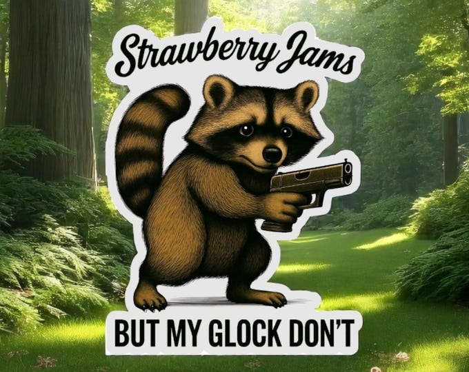 Strawberry Jams But My Glock Don't Sticker, Funny Sticker, Meme Sticker, Water Bottle Sticker, Car Sticker, Waterproof Sticker