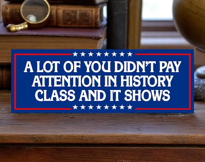 Didn't Pay Attention In History Class Car Magnet or Bumper Sticker, Anti MAGA Trump, Progressive Liberal Feminist, Political Leftist Decal