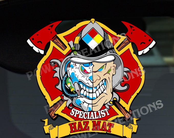 Firefighter Stickers - Digital Vector Artwork "Hazmat Specialist" Design PNG, EPS, JPG Digital files for graphic printing, shirt printing