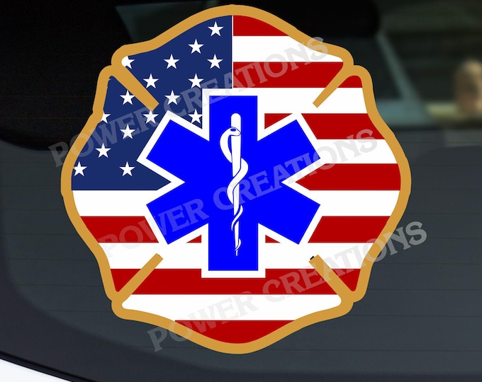 Firefighter Stickers - Digital Vector Artwork "Maltese Ems Star" Design PNG, EPS, JPG Digital files for graphic printing, shirts