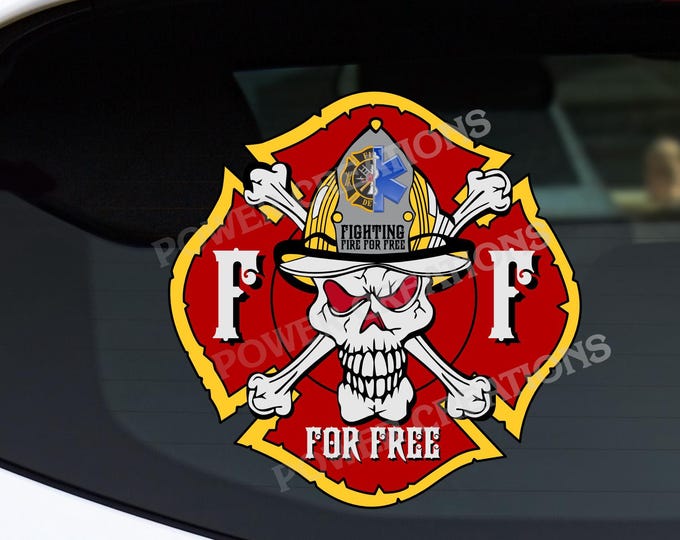 Firefighter Stickers - Digital Vector Artwork "Fighting Fire for Free" Design PNG, EPS, JPG Digital files for graphic printing, shirts