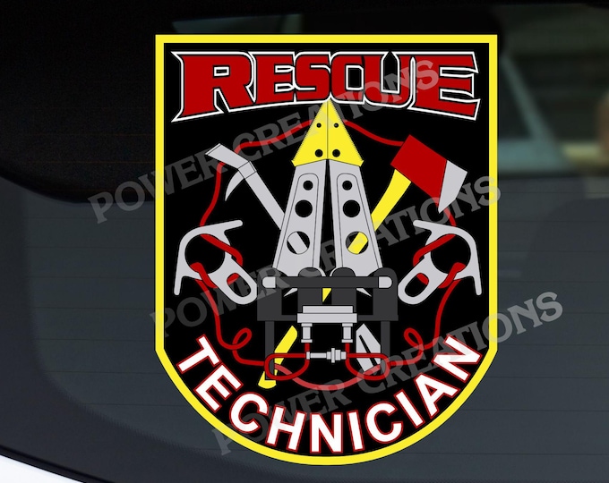 Firefighter Stickers - Digital Vector Artwork "Rescue Technician" Design PNG, EPS, JPG Digital files for graphic printing, shirts