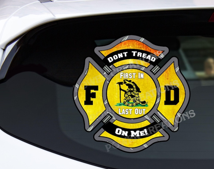 Firefighter Stickers - Digital Vector Artwork "Don't Tread on Me" Design PNG, EPS, JPG Digital files for graphic printing, shirt printing