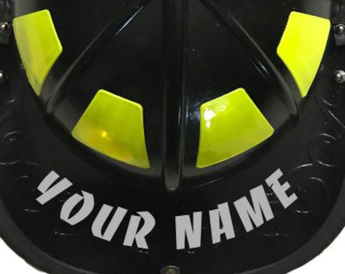 Firefighter Vinyl Decal Reflective Helmet Name Sticker BANK Font Helmet Name Decal