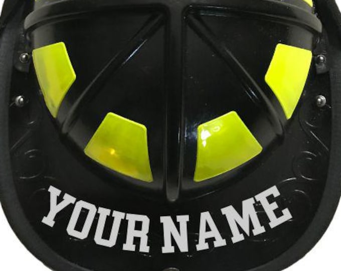 Firefighter Vinyl Decal Reflective Helmet Name Sticker VARSITY Font Helmet Name Decal