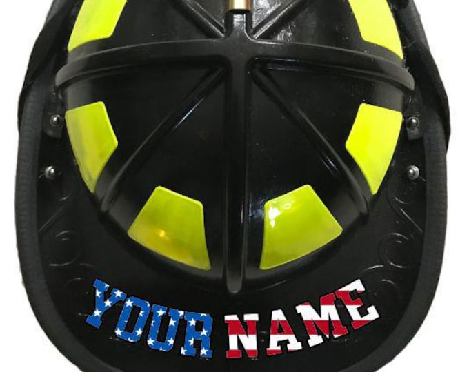 Firefighter Vinyl Decal Reflective Helmet Name Sticker USA Flag Style Reflective Helmet Name Decal