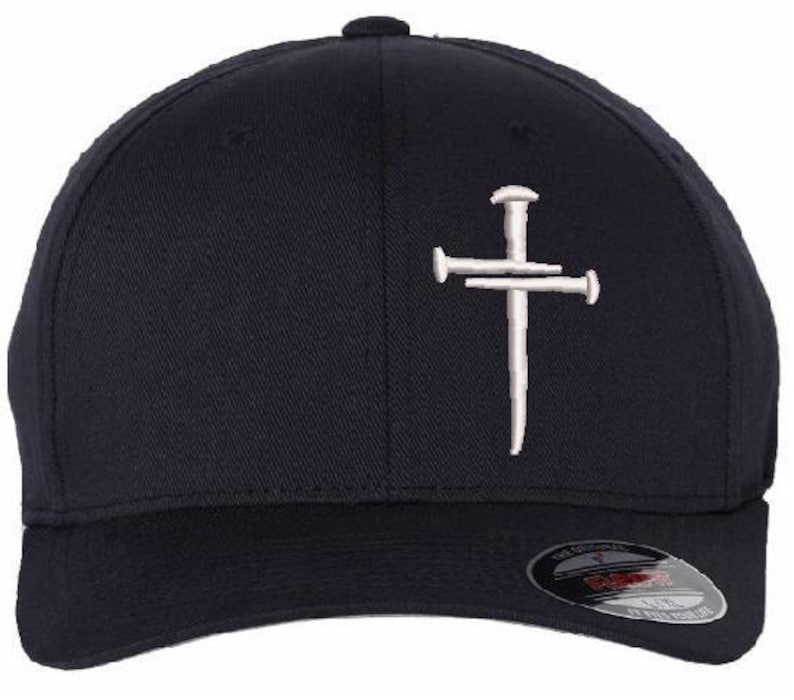 Christian Hat for Men and Women - Black Christian Cross Hat, Flex Fit, USA Flag Patch, Mens Faith Apparel image 4