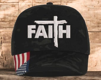 Christian Cross Baseball Cap Religious FAITH Cross Design Embroidered Hat Jesus Scripture Bible Church Gifts for Men and Women
