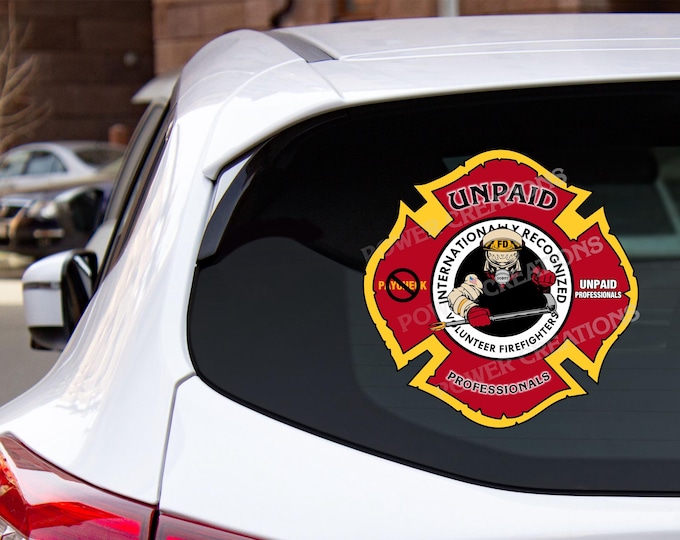 Firefighter Stickers - Digital Vector Artwork "Unpaid Professionals" Design PNG, EPS, JPG Digital files for graphic printing, shirt printing