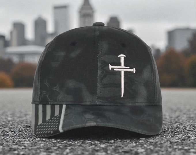 Jesus Christ 3 Nail Cross Hat Christian Hat for Men Women Jesus 3 Nail Cross Typhoon hat and NEW CHALLENGE COIN