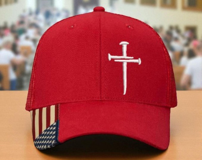Jesus Christian Cross Cross Christian Hat Christian Hats for Men Women Jesus Christian Cross Cross Hat Red Mesh Back Hat