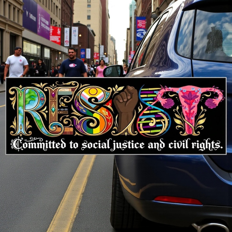Resist Car Magnet/Bumper Sticker, Banned Books BLM Reproductive LGBT Rights Social Justice Climate Change Science Liberal Feminist Activist image 8