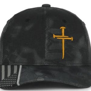 Christian Hats for Men Women Jesus 3 Nail Cross GOLD CROSS Hat