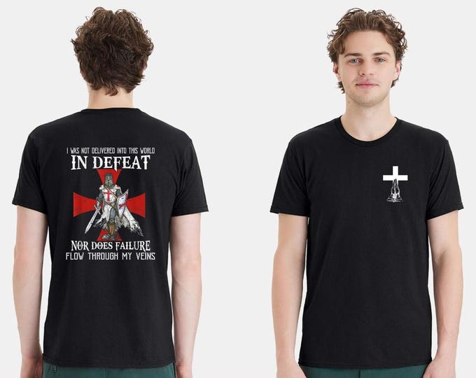 Christian Mens T-shirt Jesus Not Delivered in Defeat Short Sleeve Jesus Shirt