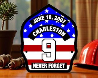 Firefighter Memorial Decal Sticker - Charleston C9 Powershield Memorial Sticker
