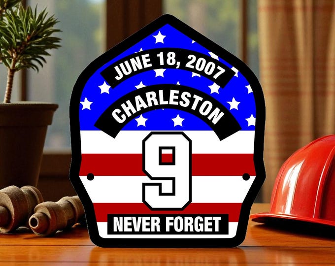 Firefighter Memorial Decal Sticker - Charleston C9 Powershield Memorial Sticker