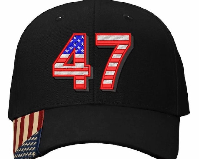 47th President Trump Hat Red, White & Blue American Flag Embroidery Trump Hat