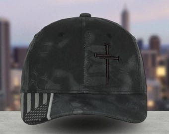 Christian Hat for Men Women Jesus  Cross Hat BLACK CROSS Adjustable Hat