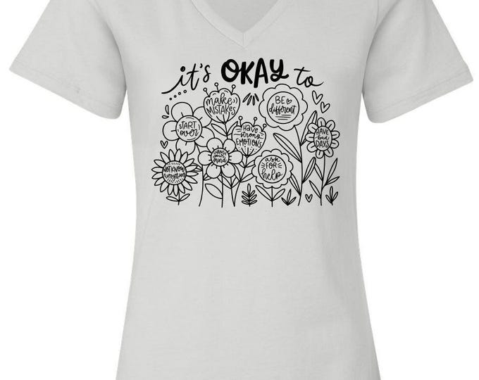 Women's Graphics Tshirt- "It's OK to be Different Relaxed Jersey V-Neck Tee