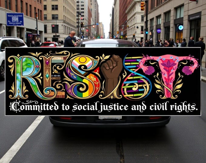 Resist Bumper Sticker/Car Magnet, Social Justice, Civil Rights BLM Womens Rights Sticker or Magnet