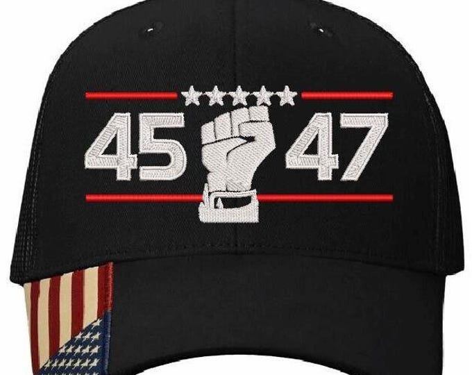 Trump 45 47 President hat Embroidered Mesh Back Hat Trump 2025 hat, MAGA cap