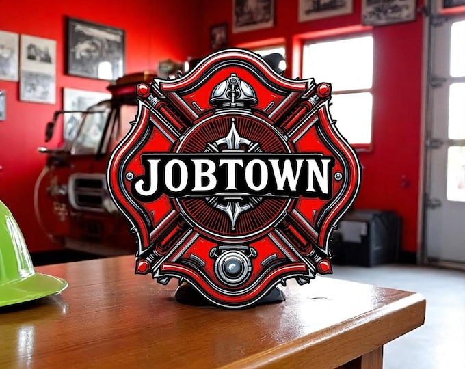 Firefighter Decal Sticker JOBTOWN Maltese Cross Firefighter Volunteer Fire Department Fire Helmet or Window Sticker