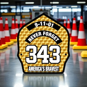 Firefigher Decal - Gold Leaf Style 343 Powershield Memorial Decal