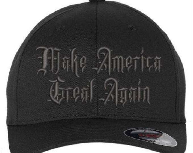 Trump Hat Dark Gothic MAGA Embroidered Hat with Flag & Trump 2025 Black/Gray