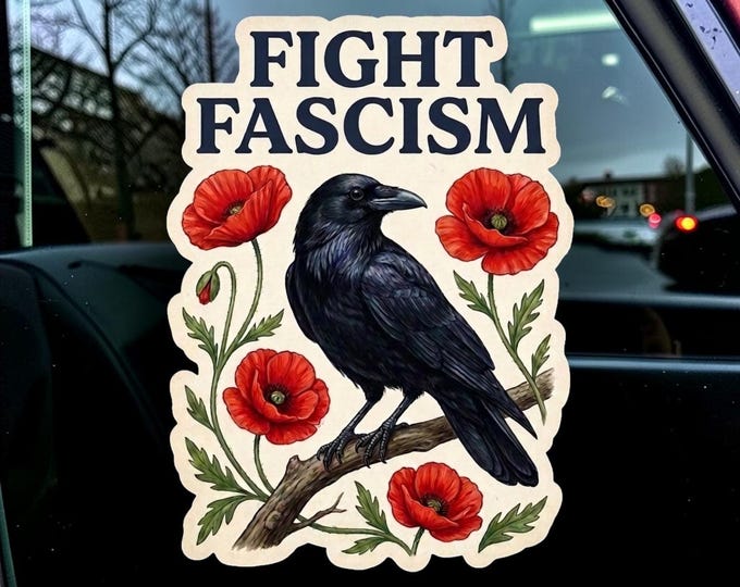 Fight Fascism Sticker PACK OF 2, Floral Protest Pro Democracy Social Justice, Political Waterproof Vinyl Stickers for Laptop, Water Bottle,