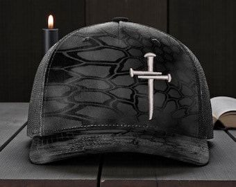 Jesus Christ Christian Cross Custom Embroidered Typhoon Hat with Mesh Back and Snapback Adjustment, Christian Hats for Men or Women