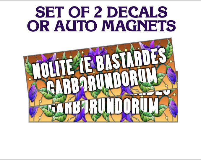Nolite Te Bastardes Carborundorum, Don't let the bastards grind you down, Feminist Sticker, Feminist Sticker Bumper Sticker or Magnet PAIR