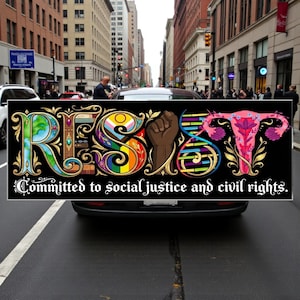 Resist Car Magnet/Bumper Sticker, Banned Books BLM Reproductive LGBT Rights Social Justice Climate Change Science Liberal Feminist Activist image 7