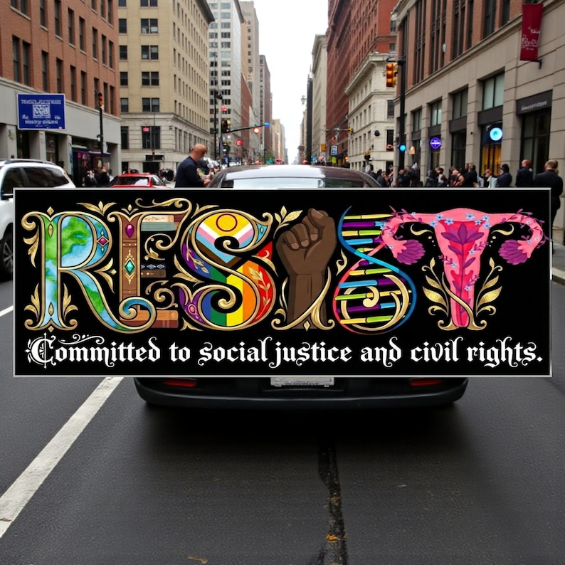 Resist Car Magnet/Bumper Sticker, Banned Books BLM Reproductive LGBT Rights Social Justice Climate Change Science Liberal Feminist Activist image 7