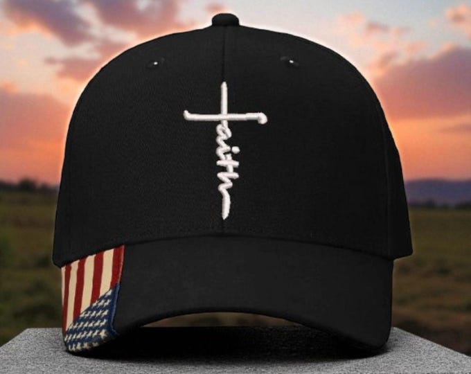 Faith Baseball Cap Christian Mens & Womens Hat with Side Faith and FREE DECAL
