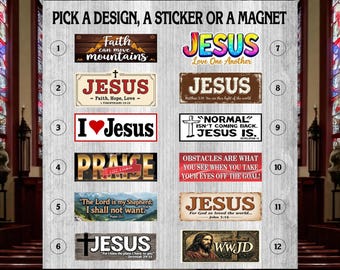 Faith, Jesus, Religious Bumper Sticker or Magnet | Jesus Christ | Christianity | Church | Bible
