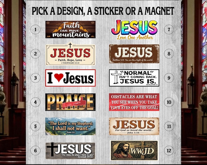 Faith, Jesus, Religious Bumper Sticker or Magnet | Jesus Christ | Christianity | Church | Bible