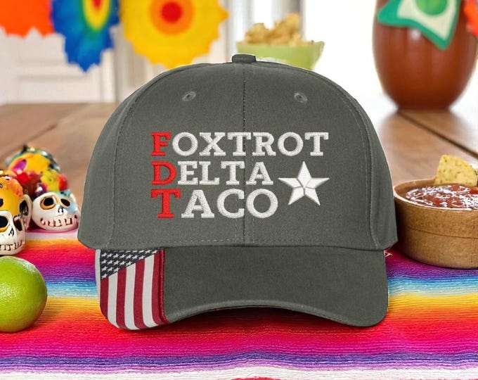 Foxtrot Delta TACO Hat, GREEN F Donald Trump Baseball Cap, Stop The Project 2025, Veterans Against Trump, Subtle FDT, Not My President