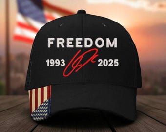 Freedom Charlie Kirk Autograph Embroidered Adjustable Hat with USA Flag Brim and FREE DECAL