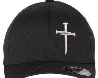 Jesus  Cross Christian Hat Christian Hats for Men Women Jesus  Cross Hat BLACK S/M FLEX FIT hat with a free 4" decal