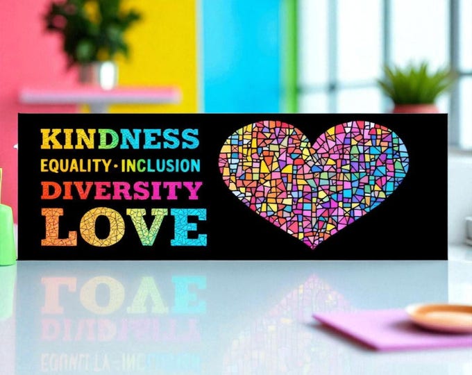 Kindness Equality Decal Inclusion Diversity Love Car Bumper Sticker, Liberal Progressive Values, Democrat Feminist Gift, Human Rights Decal