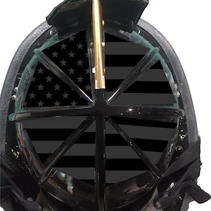 Firefighter Helmet Flag 8 Section Reflective BLACKOUT 8 Piece Decal for Traditional Helmets (Helmet not included)
