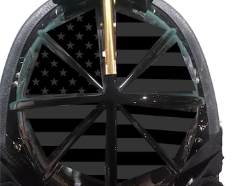 Firefighter Helmet Flag 8 Section Reflective BLACKOUT 8 Piece Decal for Traditional Helmets (Helmet not included)