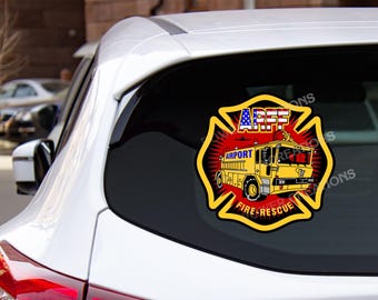 Firefighter Stickers - Digital Vector Artwork "Airport Firefighter" Design PNG, EPS, JPG Digital files for graphic printing, shirt printing