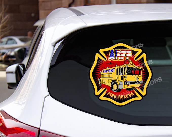 Firefighter Stickers - Digital Vector Artwork "Airport Firefighter" Design PNG, EPS, JPG Digital files for graphic printing, shirt printing