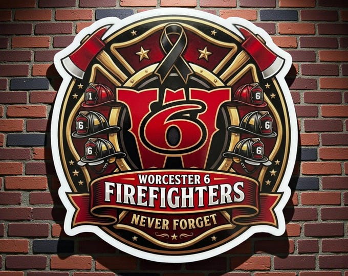 Worcester 6 Memorial Maltese Firefighter Window Decal Sticker - Various Sizes