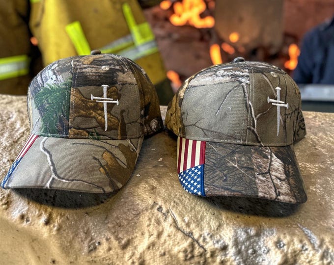 Christian Cross Baseball Cap Religious Design, PAIR OF Mossy Oak Camo Hats Adjustable Hat Christian Hat for Men and Women Bible Scripture